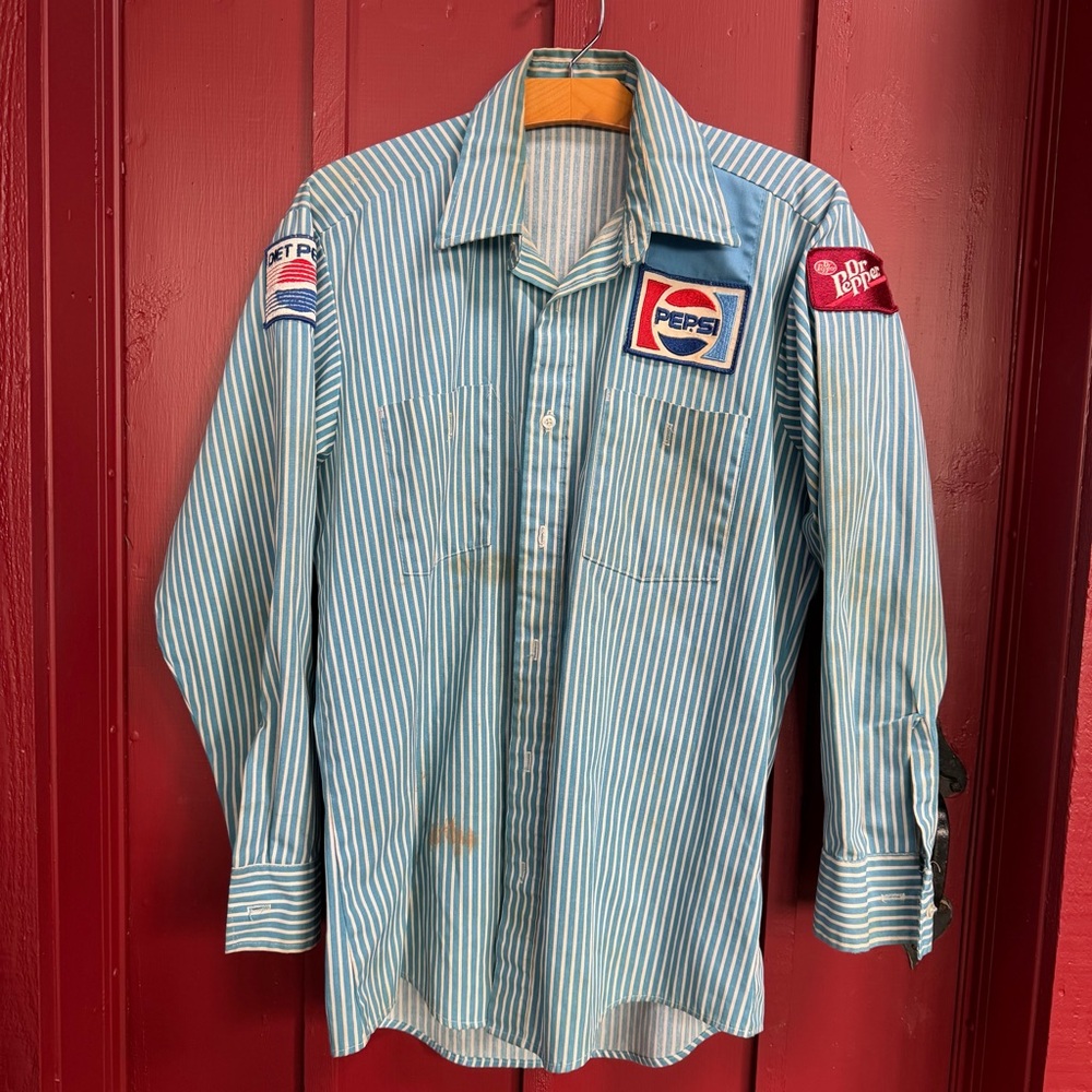 Vintage Pepsi Blue Striped Men's Shirt